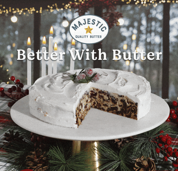 Holiday Fruitcake with Apricot Butter Icing